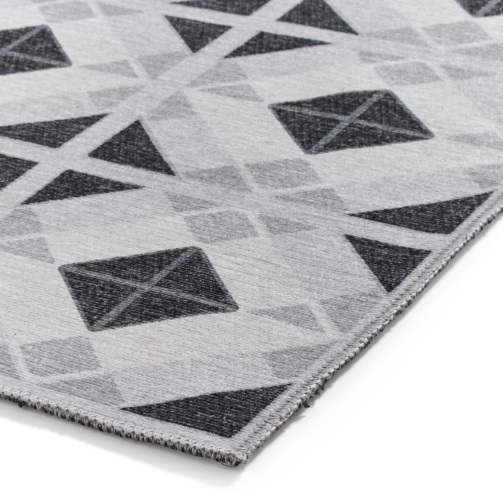 Victoria H1190 Modern Geometric Washable Rugs in Grey Light Grey